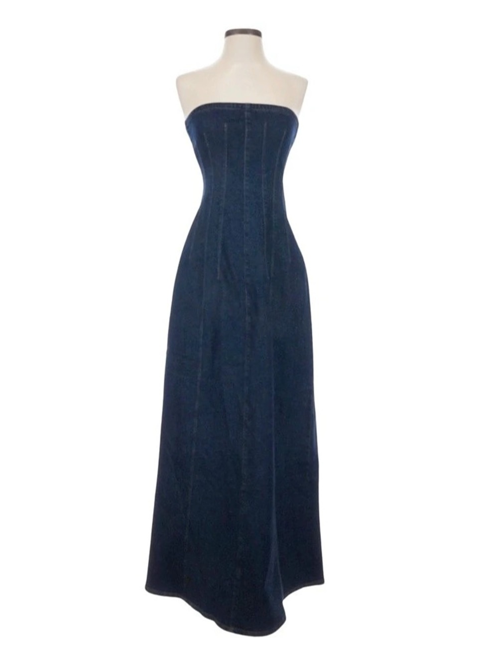Kenneth Cole New York Denim Bustier Strapless Maxi Dress